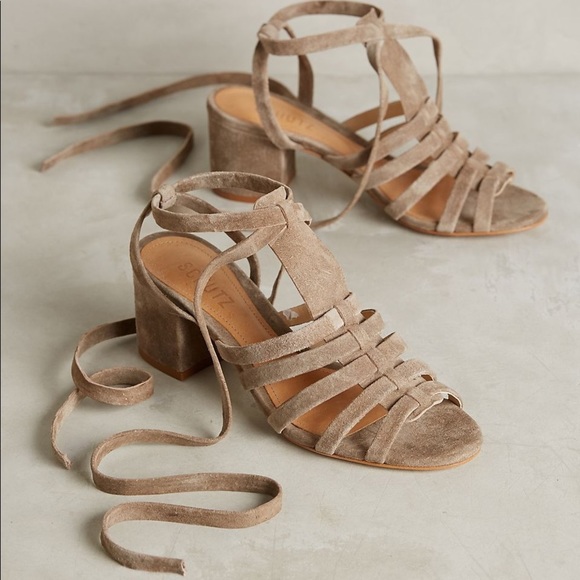 SCHUTZ Shoes - NWT Schutz Tan Melancy Heeled Tie Sandals 9